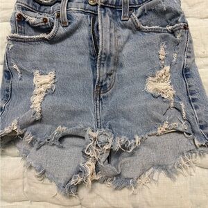 Abercrombie & Fitch Light Blue Distressed Jean Shorts